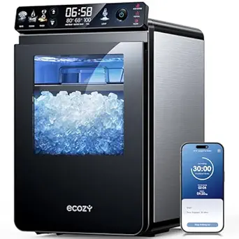 ecozy nugget ice maker with full-color smart panel, black