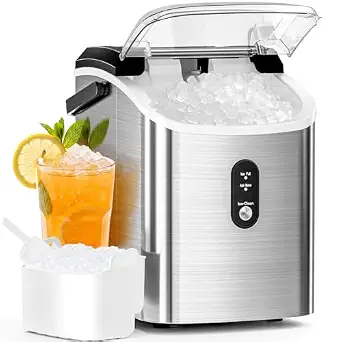 Antarctic Star nugget ice maker with lemon iced tea, stainless steel