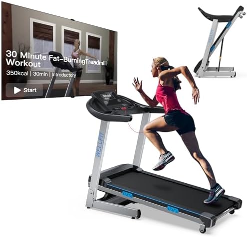 WELLFIT heavy duty foldable running treadmill with handrails