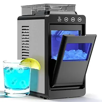Antarctic Star compact ice maker with blue drink, black
