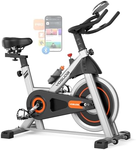 YOSUDA indoor cycling exercise bike, silver and orange