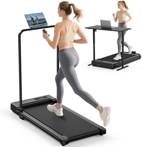Ulfario folding walking pad treadmill with handle bar and remote