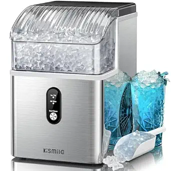 Kismile silver nugget ice maker with scoop, countertop