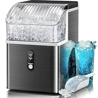 Kismile black nugget ice maker with scoop, countertop