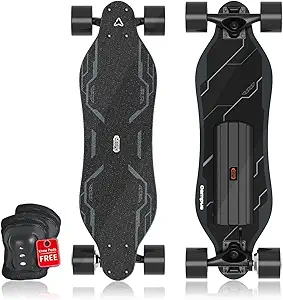 MEEPO Campus V3 electric skateboard with knee pads, black