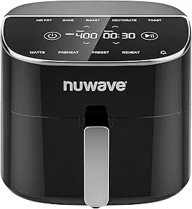 Nuwave Brio Plus 8-quart air fryer with digital touch screen, black
