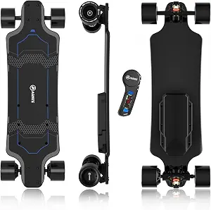 ASKATE A1 electric skateboard with LED remote, blue