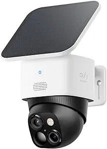 eufy Security SoloCam S340 dual camera with solar panel, white
