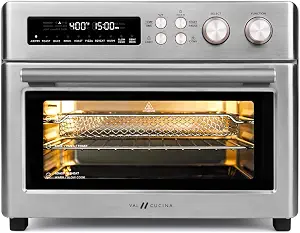 VAL CUCINA infrared heating countertop convection oven with air fryer basket, stainless steel