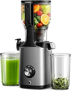 EUHOMY cold press juicer with wide feed chute, black