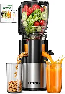 Godspeeds cold press juicer with large feed chute, black