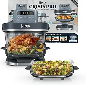 Ninja Crispi Pro 6-in-1 glass air fryer with two glass containers and lids