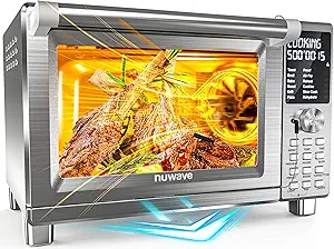 Nuwave Bravo XL Pro air fryer toaster oven with grill combo, brushed stainless steel