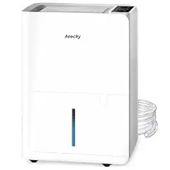 Max 50 pint smart dehumidifier with continuous drain hose, white